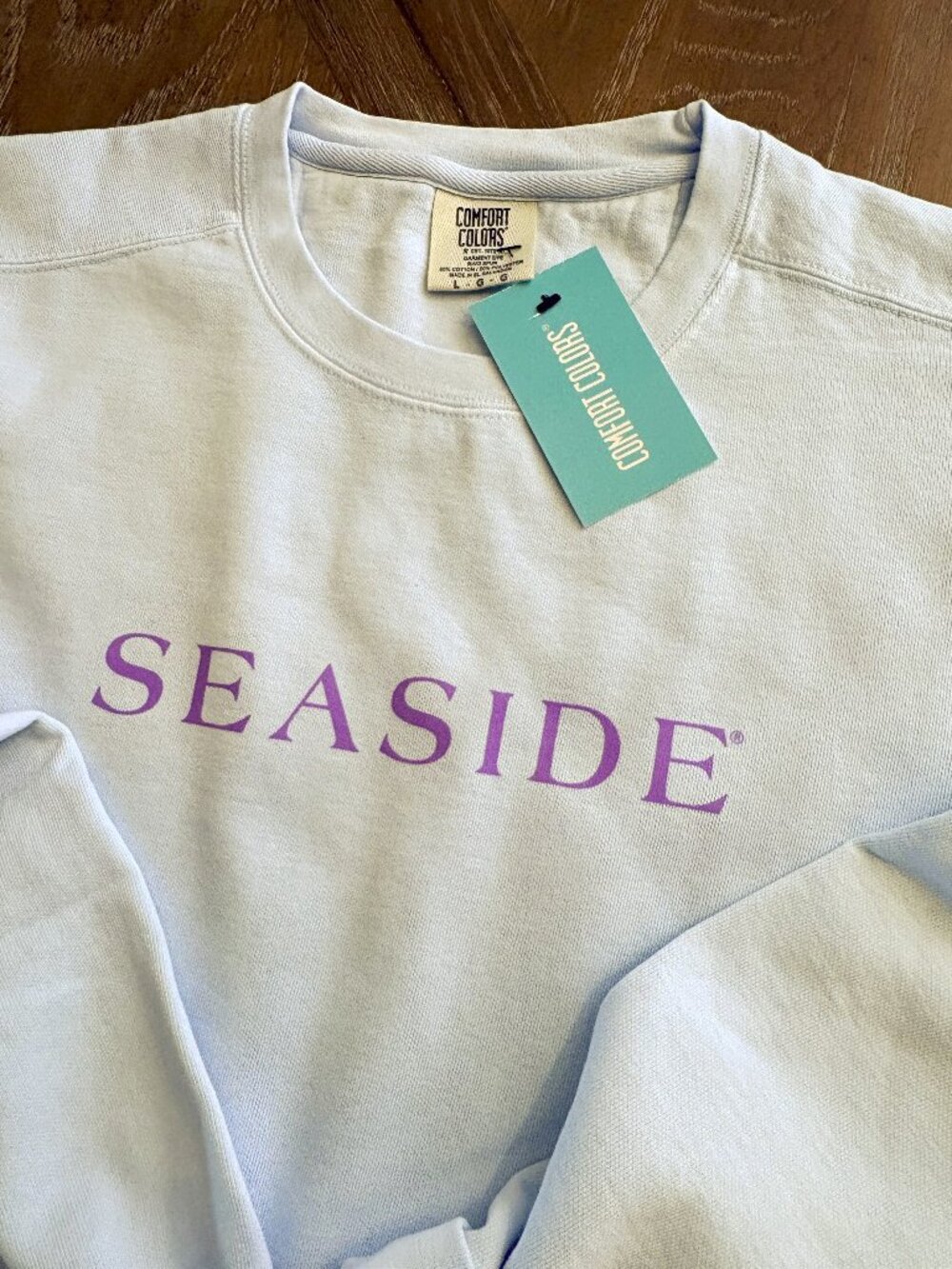 Seaside Florida LARGE Unisex Garment Dyed Comfort Colors® Sweatshirt CHAMBRAY - Picture 2 of 3